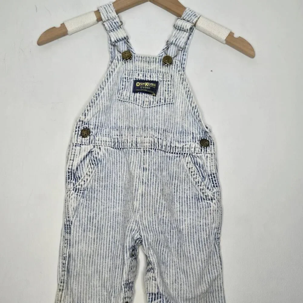 Vintage OshKosh Overalls Size 18 Months Stripes Vestbak Denim